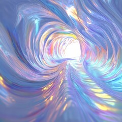 Poster - Abstract tunnel with flowing iridescent light and colors is visible