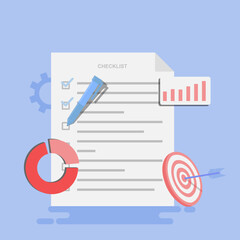 Fototapete - Checklist, task management, productivity and Workflow. Business planning, project management and online checklist app.