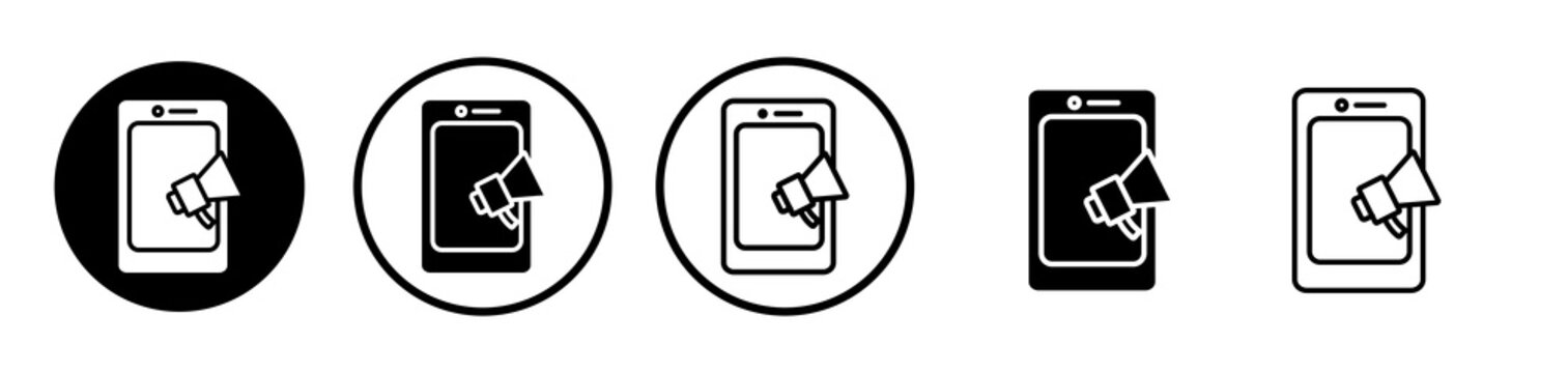Advertising icons symbol. Flat and line design style.