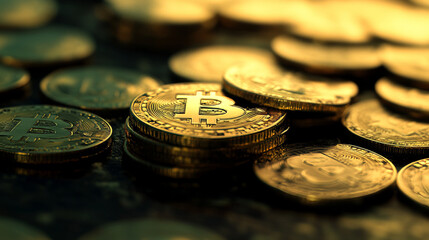 Poster - Abstract Vector background of Bitcoin digital currency for technology, business and online marketing