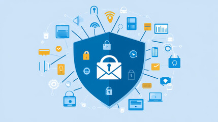 Fototapete - cybersecurity data protection technology concept internet connection online network. the icons and p