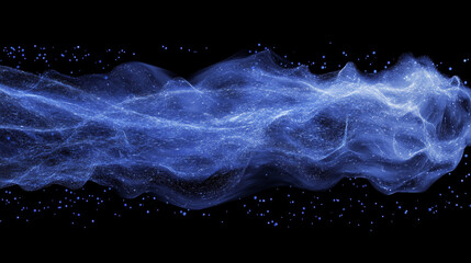 Poster - Blue color digital particles wave flow cyberspace abstract technology background concept