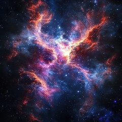 Wall Mural - Colorful cosmic nebula swirls with many stars in a dark universe
