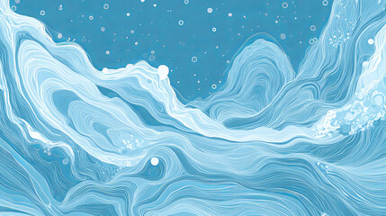 Poster - abstract blue wave with dots and line for background