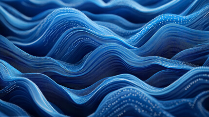 Fototapete - abstract blue digital particles wave and digital data network connections for a technology, communic