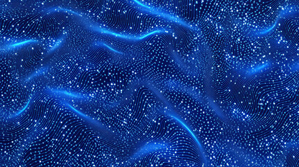 Fototapete - abstract blue digital particles wave and digital data network connections for a technology, communic