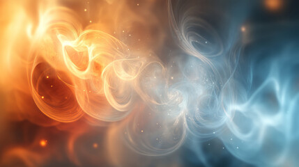 Poster - Digital particles twist and bokeh abstract background