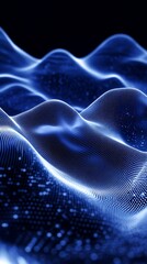 Fototapete - Abstract Blue Digital Waveform Particle Background Image