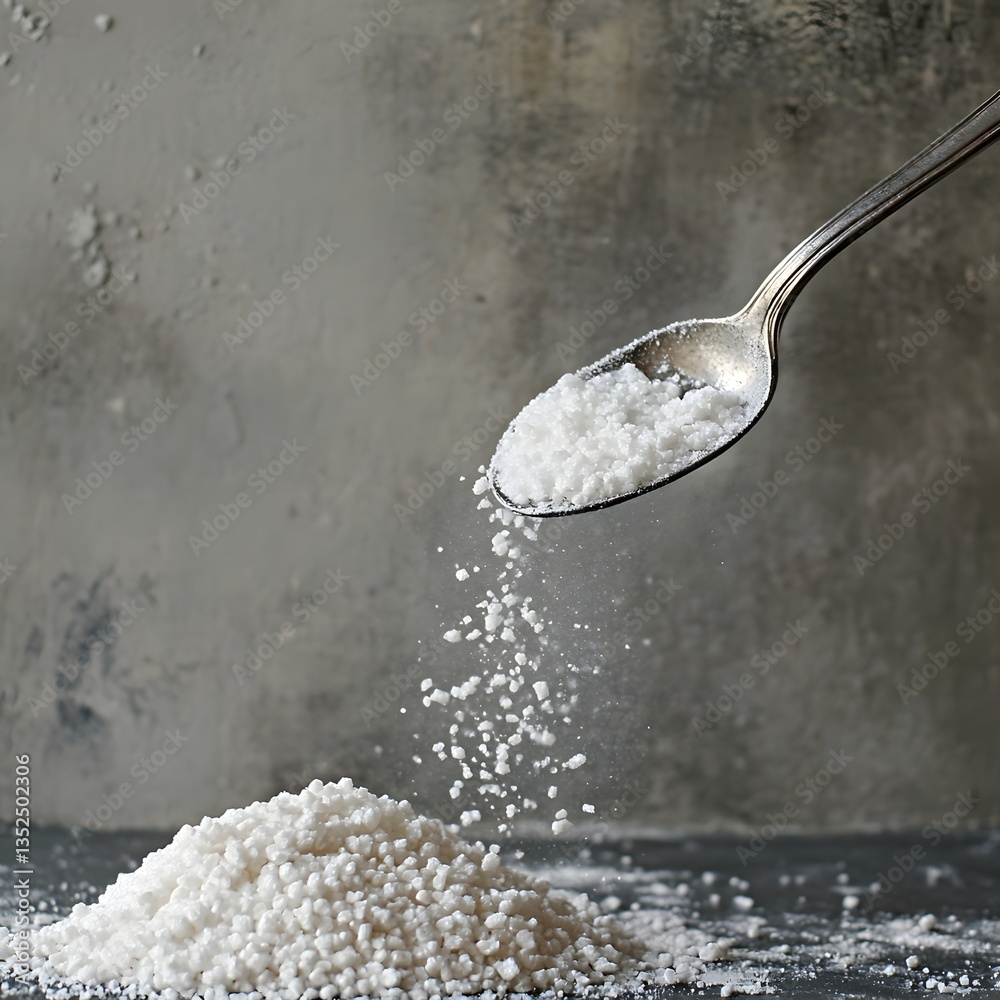 Metal spoon pouring sugar onto a pile Stock Illustration | Adobe Stock