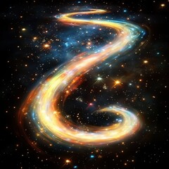 Canvas Print - a colorful swirling cosmic stream gracefully curves across the dark space