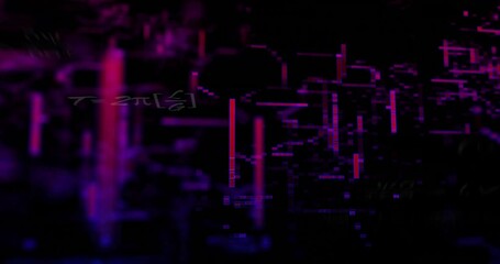 Poster - Vibrant purple and blue lines creating animation in abstract digital data visualization