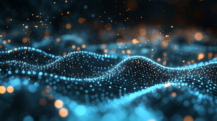 Poster - Abstract with lines from points and light. Technology concept background