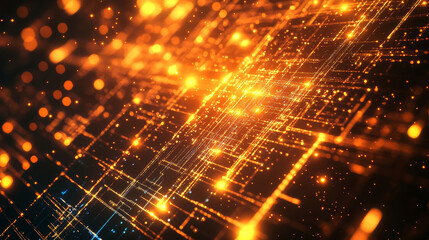 Poster - Abstract with lines from points and light. Technology concept background