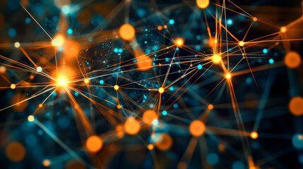Poster - abstract technology background. Connection structure.Big data visualization and Business.