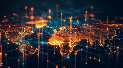 Poster - abstract technology background. Connection structure.Big data visualization and Business.