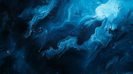 Poster - Blue color particles wave abstract background