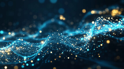 Poster - beautiful abstract wave technology background.Connection structure.Big data visualization and Business .