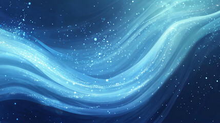 Poster - Digital blue color particles wave flow abstract background