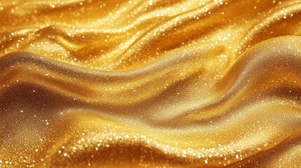 Poster - Digital particles gold color wave flow abstract background