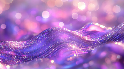 Poster - Abstract purple color digital particles wave with bokeh and light background