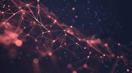 Poster - Polygon abstract background concept of dots and lines connected. 
with dark background and side spaces.