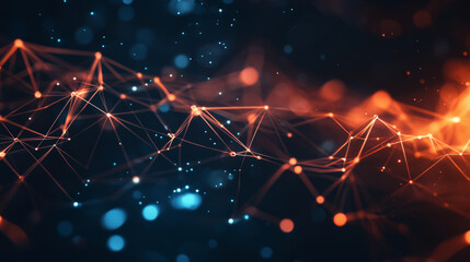Poster - Polygon abstract background concept of dots and lines connected. with a dark background
