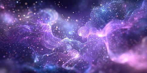 Canvas Print - Abstract purple and blue swirling space with starlike particles