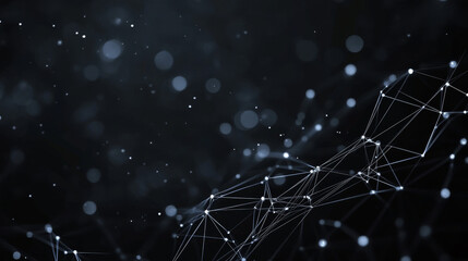 Poster - Polygon abstract background concept of dots and lines connected. with a dark background and empty space above. 