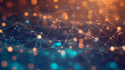 Poster - digital background of dots and lines. Abstract technology background concept. Big data connection.