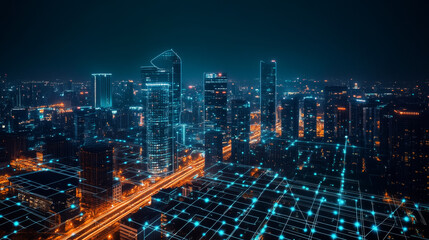 Poster - smart city of cloud computing using artificial intelligence. futuristic technology internet and big 