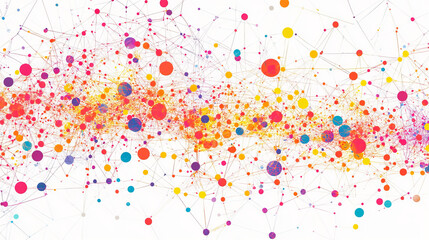 Poster - Digital cyberspace geometric background with particles and digital data network connections.