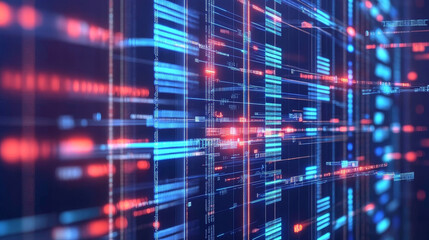 Poster - Digital cyberspace geometric background with particles, Digital data network connections and cyber security concept.
