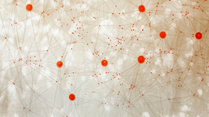 Poster - Digital cyberspace geometric background with particles and digital data network connections.