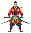 © NikahGeh - An Illustration Showing A Samurai Warrior Holding Two Swords Ready