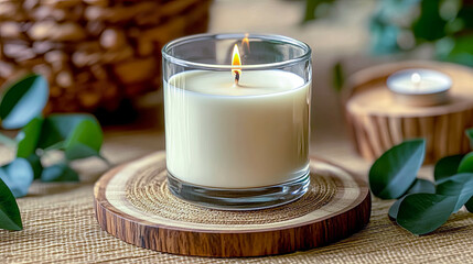 Poster - Captivating candlelight creates a serene atmosphere among lush greenery and natural textures