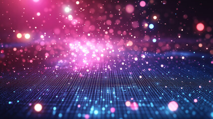Poster - Digital matrix particles and grid abstract background