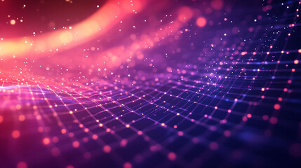 Poster - Digital matrix particles and grid abstract background
