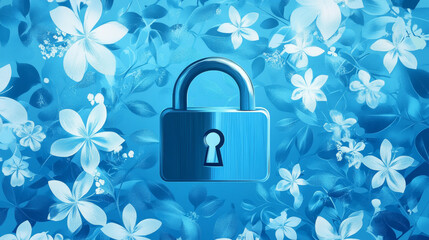 Poster - Safety Concept. Closed Padlock on Digital. Cyber Security. Blue Abstract Hi Speed Internet Technology Vector Background Illustration.