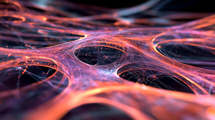 Poster - Technology Internet Connection and Data Analysis, Digital Cyberspace with Particles and Digital Data Network Connections. Technology Digital Abstract Background. 3d rendering