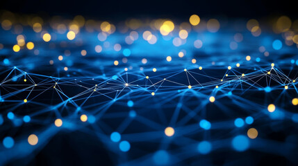 Poster - Digital cyberspace with particles and Digital data network connections concept.