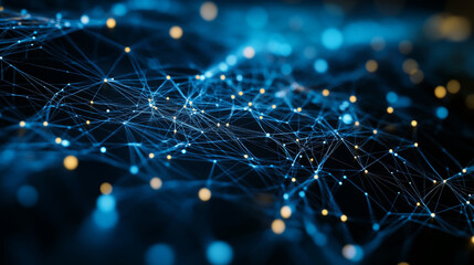 Poster - Digital cyberspace with particles and Digital data network connections concept.