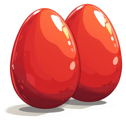 Poster - Two glossy red eggs with subtle shading and some highlights