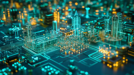 Poster - Digital cyberspace with particles and Digital data network connections concept.
