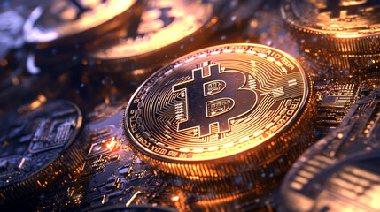 Poster - bitcoin blockchain cryptocurrency digital encryption, digital money exchange, technology global netw
