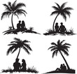 © Umar - Couple Sitting Under Palm Tree silhouette vector