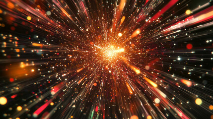 Poster - Digital cyberspace with particles, Digital data network connections, Big data hi-speed internet connection, Technology digital matrix abstract background, 3d rendering