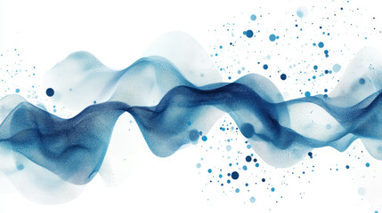 Poster - Abstract blue digital particles, lines and dots connection wave flow, Digital data network connections for technology digital communication or social media connection future background concept.