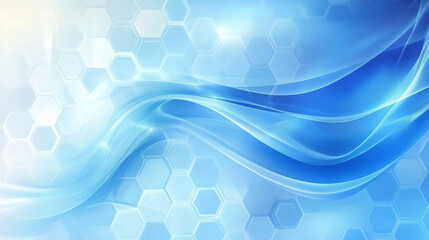 Poster - Blue Hexagon shape connection wave flowing, Cyber technology abstract background 3d rendering