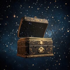 Wall Mural - a decorative treasure chest revealing a starry night sky inside it