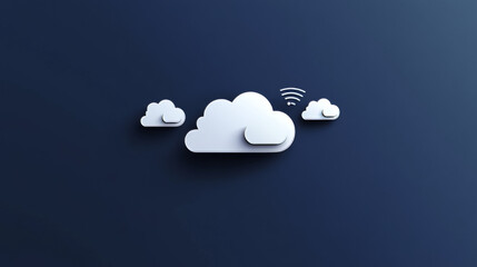 Poster - cloud and edge computing technology concept with cybersecurity data protection system. three large c